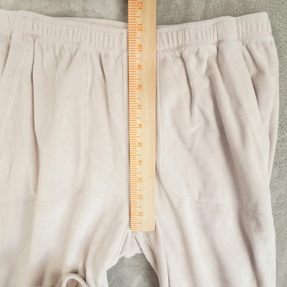 aerie Velour Jogger Pants Women's Small Beige Tapered Lounge Comfort Cozy